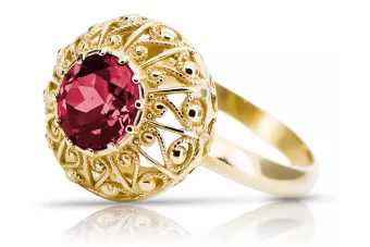 Or jaune 14 carats Rubis Anneau Vintage vrc059y